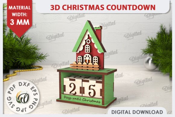 3D Christmas Countdown Laser Cut Design for Winter Amp