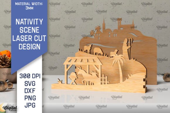 3D Nativity Scene Laser Cut Design SVG for Winter Amp Creations