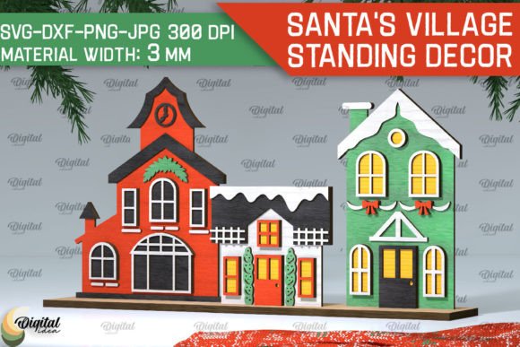 3D Santa's Village Laser Cut SVG: A Festive Graphic Design Asset for Winter Amp Campaigns