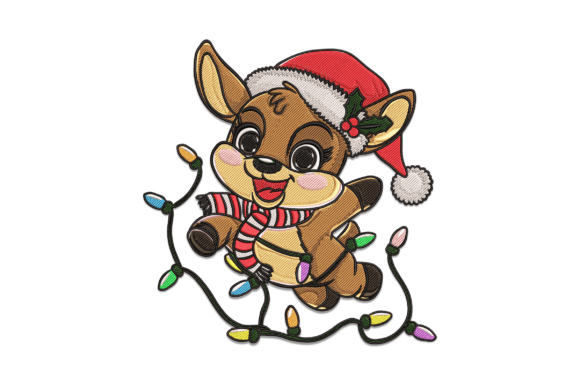 Christmas Baby Deer with Santa Hat