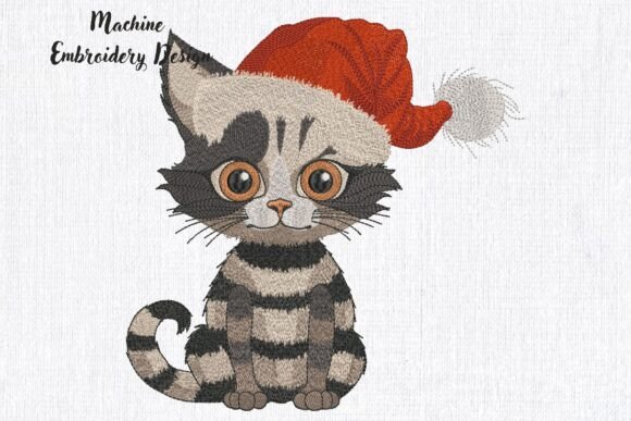 Christmas Cute Striped Cat in Santa Hat Review