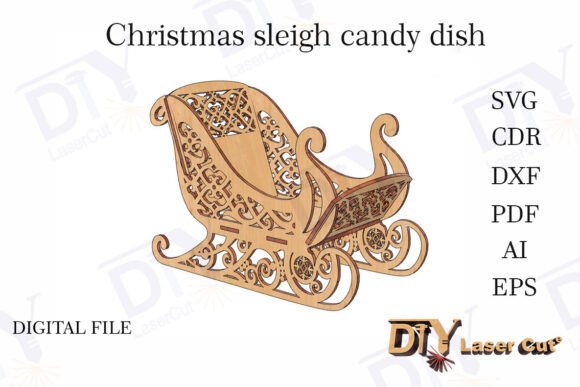 Christmas Sleigh Candy Dish Laser Cut Winter Amp