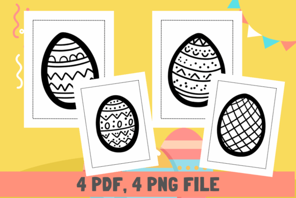 Easter Eggs, Easter Day Coloring Pages for Real Crafting and Etsy Projects