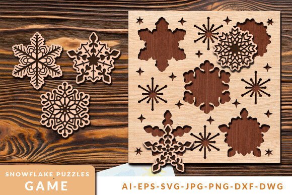 Kids Snowflake Puzzles Laser Cut SVG: A Festive Design Asset for Winter Amp Projects