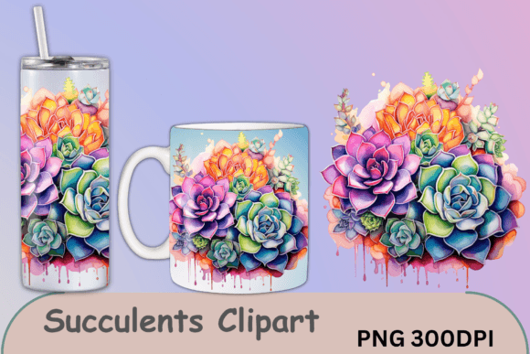 Succulent Clipart Sublimation for Crafts and Content