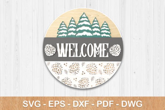 Winter Welcome Sign - Pine Trees: A Graphic Design Asset for Seasonal Branding with Winter Amp