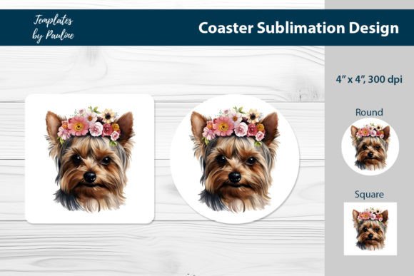 Yorkshire Terrier Coaster Sublimation for Print Templates